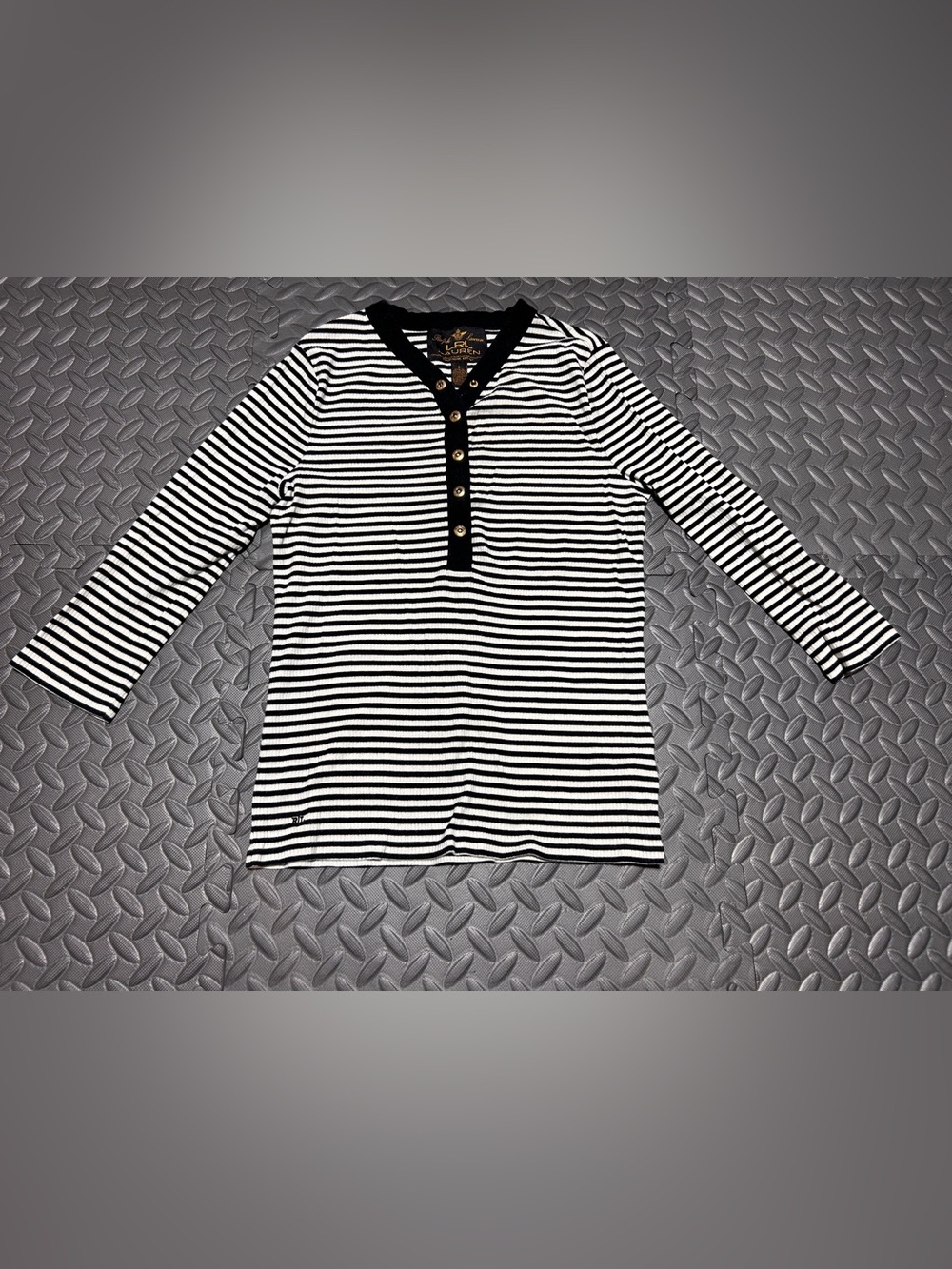 Ralph Lauren Womenβs Striped 3/4 Sleeve Shirt